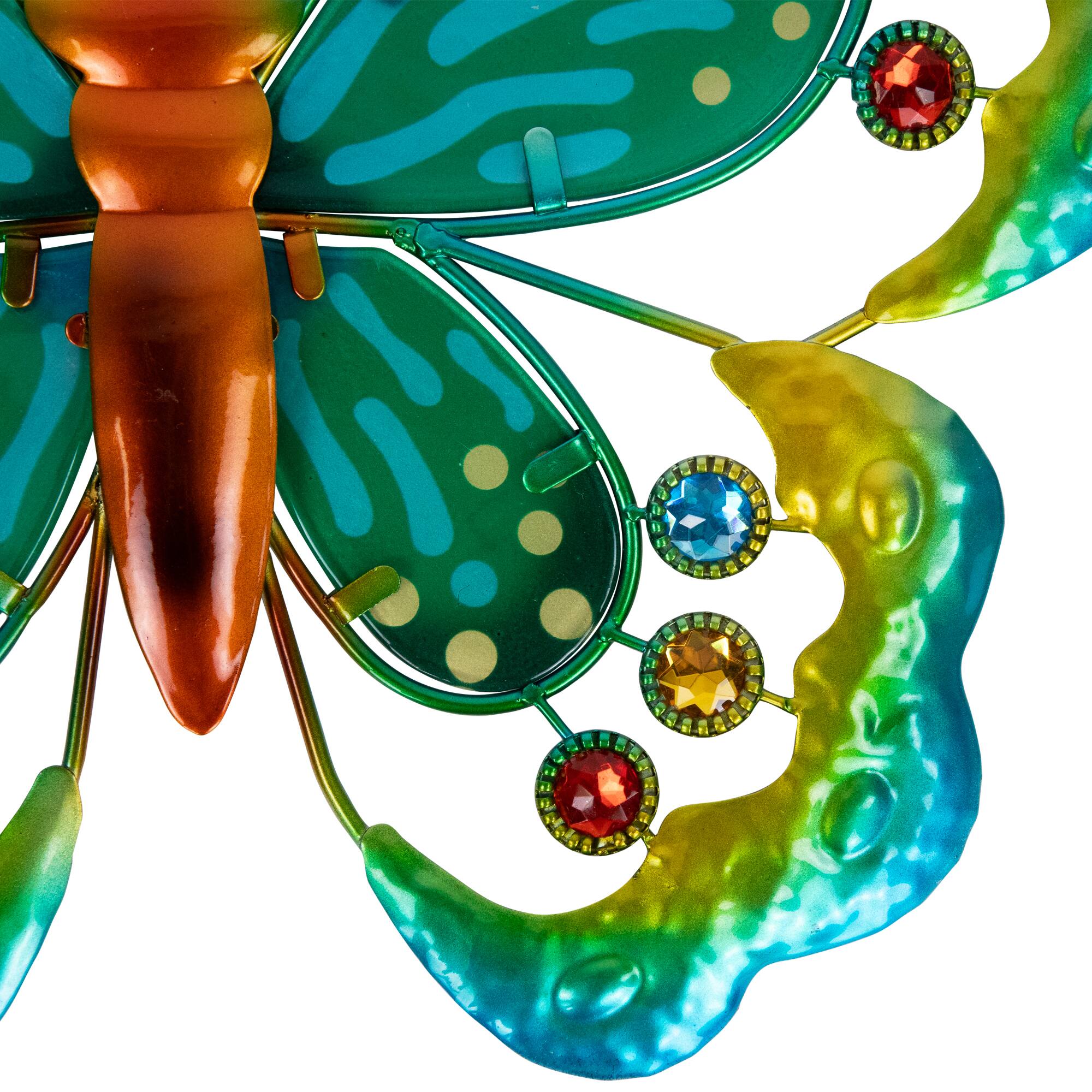 12" Green Metal Butterfly Outdoor Garden Wall Hanging